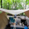 【キャンプの雨対策】タープやテントの前室に雨が溜まっちゃう時どうすりゃいいの?
